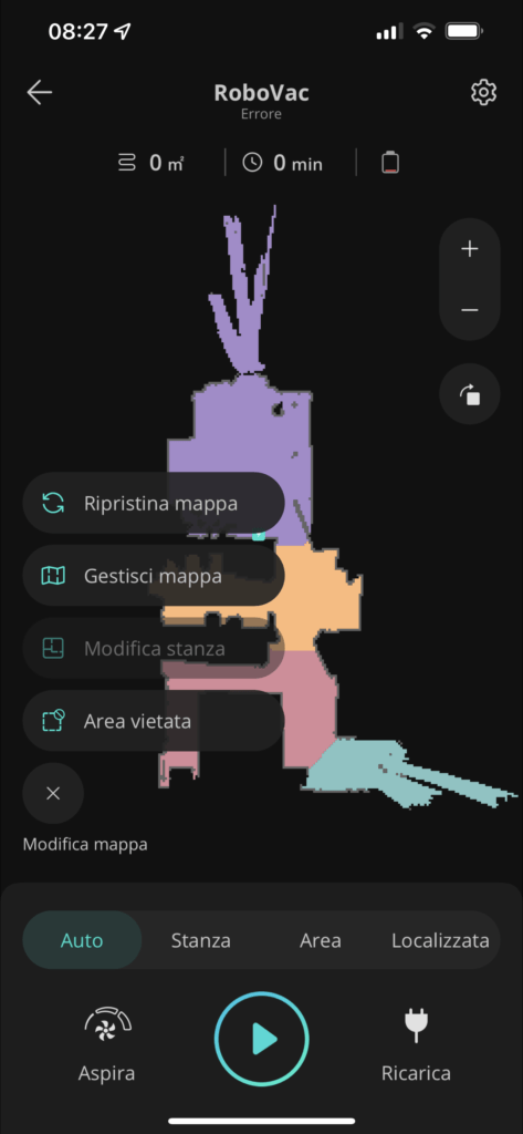 app Eufy RoboVac X8 Hybrid - funzioni mappatura