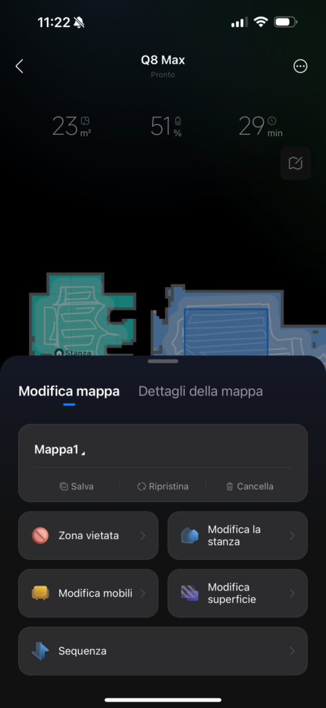 Roborock Q8 Max - app - settaggi mappatura
